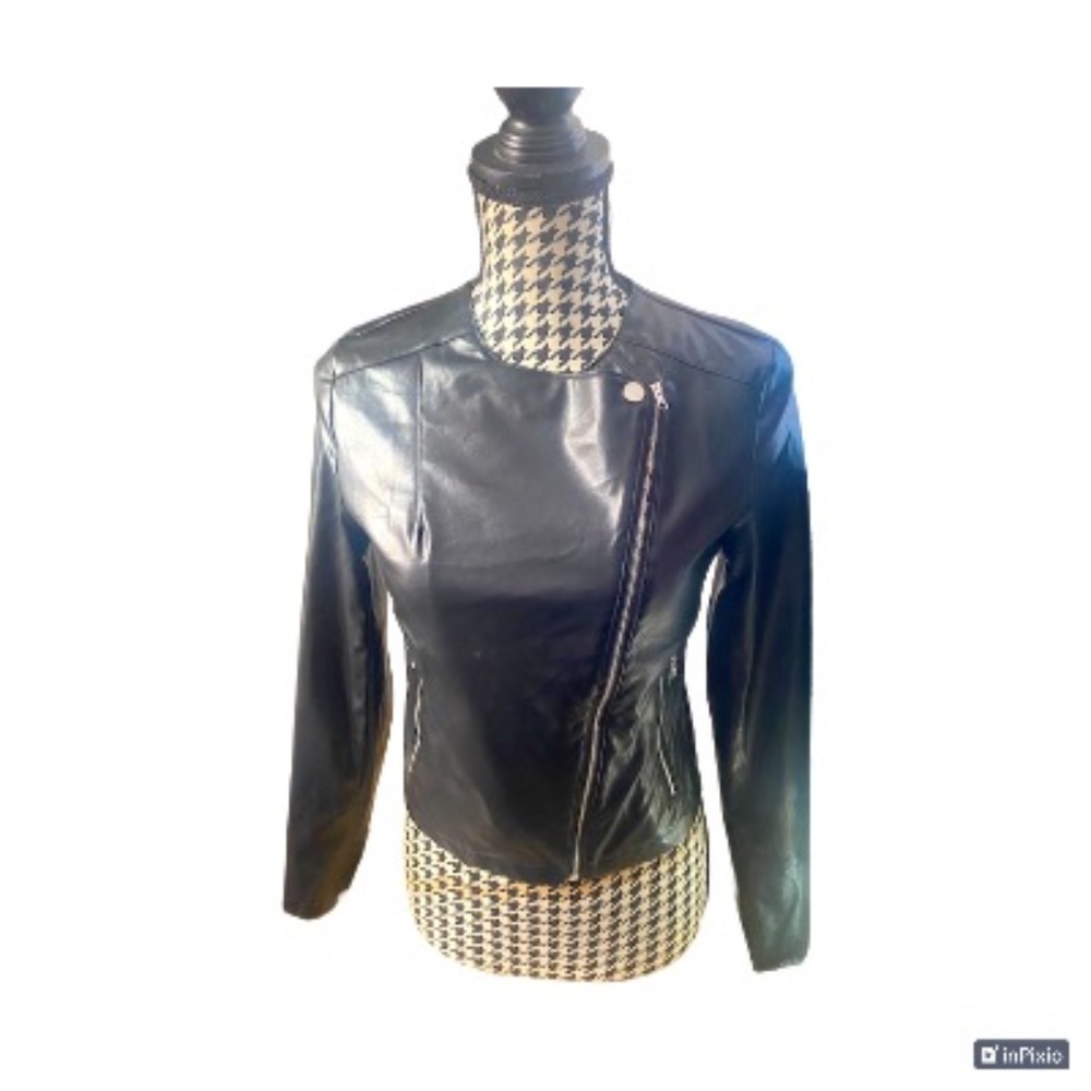 Shein Leather-look full-zip jacket